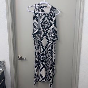 Cardigan Duster Tribal Aztec Print Black and White Cover Up
